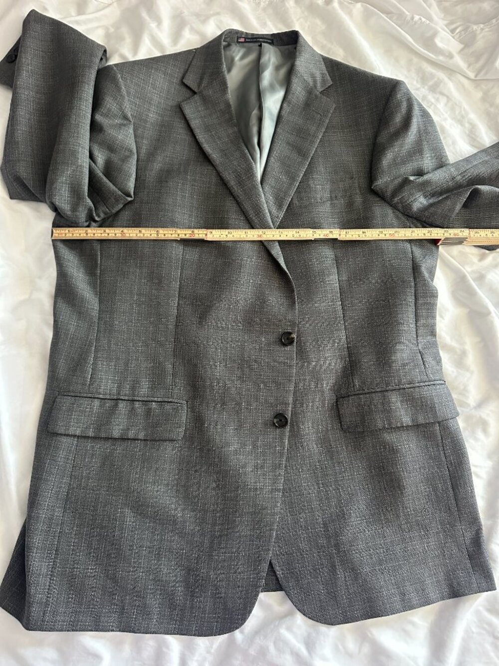 Vintage Hart Schaffner Marx Gray Micro Check 100% Wool Blazer Mens 46L USA - Picture 8 of 9